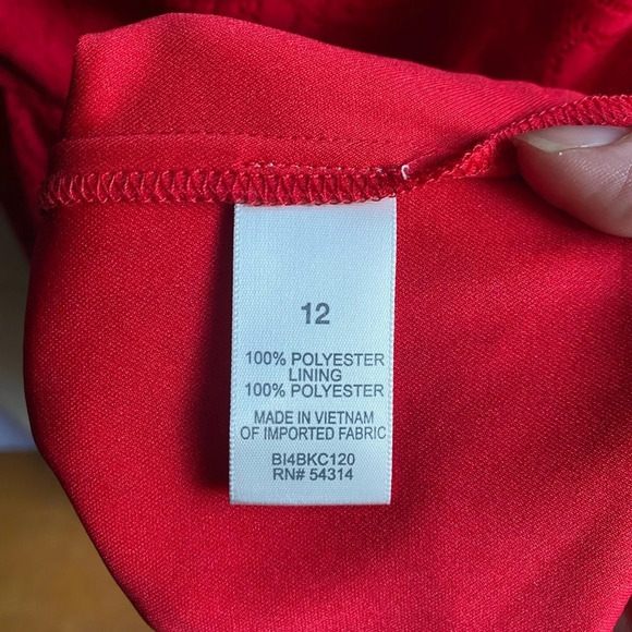 Dressbarn Dress Women's Size 12 Red Lace Sleeveless Zippered Back Casual Formal - Picture 3 of 6